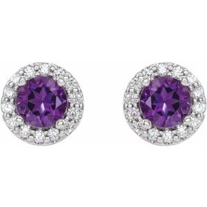 Round 4-Prong Halo-Style Earrings