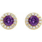 Round 4-Prong Halo-Style Earrings