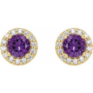 Round 4-Prong Halo-Style Earrings