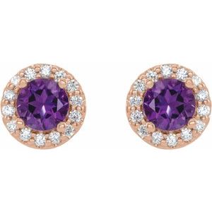 Round 4-Prong Halo-Style Earrings