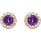 Round 4-Prong Halo-Style Earrings