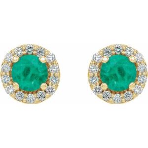 Round 4-Prong Halo-Style Earrings