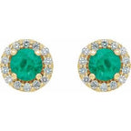 Round 4-Prong Halo-Style Earrings