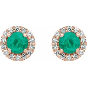 Round 4-Prong Halo-Style Earrings