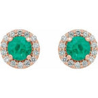 Round 4-Prong Halo-Style Earrings