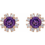 Round 4-Prong Halo-Style Earrings