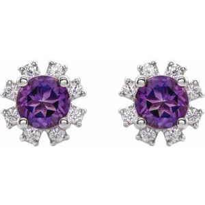Round 4-Prong Halo-Style Earrings