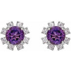 Round 4-Prong Halo-Style Earrings