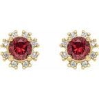 Round 4-Prong Halo-Style Earrings