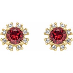 Round 4-Prong Halo-Style Earrings