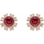 Round 4-Prong Halo-Style Earrings