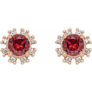 Round 4-Prong Halo-Style Earrings