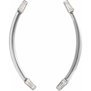 Baguette Accented Curved Bar Earrings