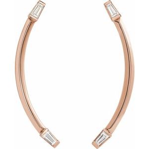 Baguette Accented Curved Bar Earrings