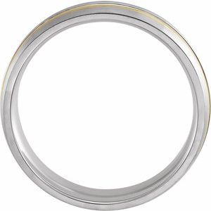 Grooved Comfort-Fit Half Round Band with Brush Finish