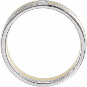 Accented Grooved Comfort-Fit Half Round Band with Brush Finish