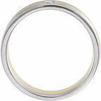 Accented Grooved Comfort-Fit Half Round Band with Brush Finish