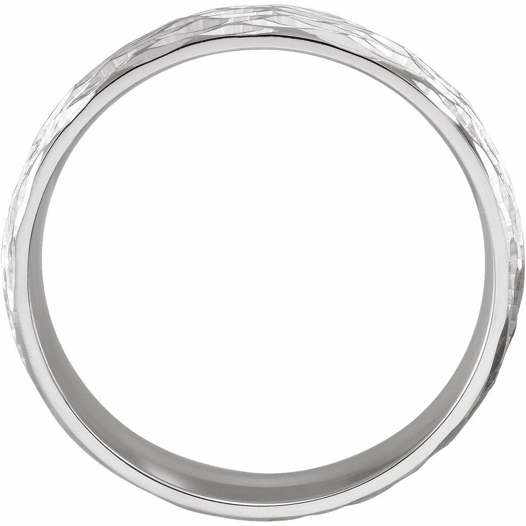 Tree Bark-Inspired Comfort-Fit Flat Band with Bead Blast Finish