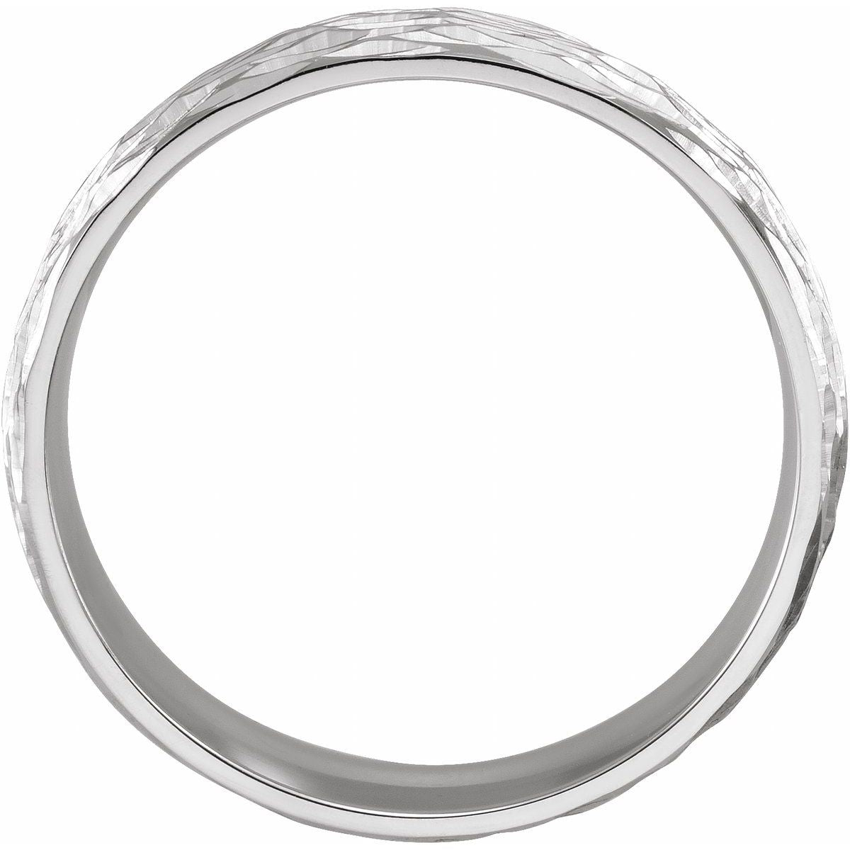 Tree Bark-Inspired Comfort-Fit Flat Band with Bead Blast Finish