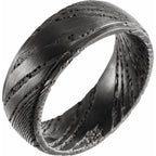 Stepped-Edge Damascus Comfort-Fit Flat Band