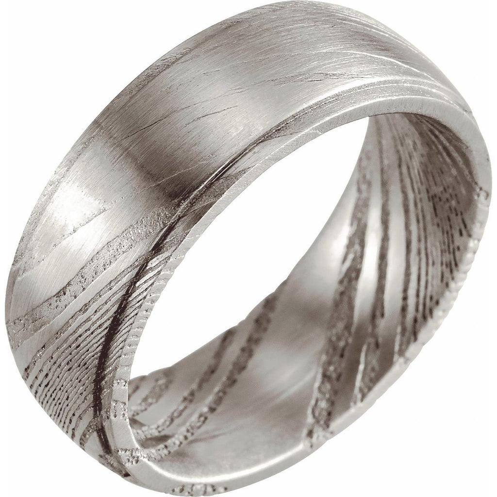 Damascus Steel Patterned Flat Edge Band