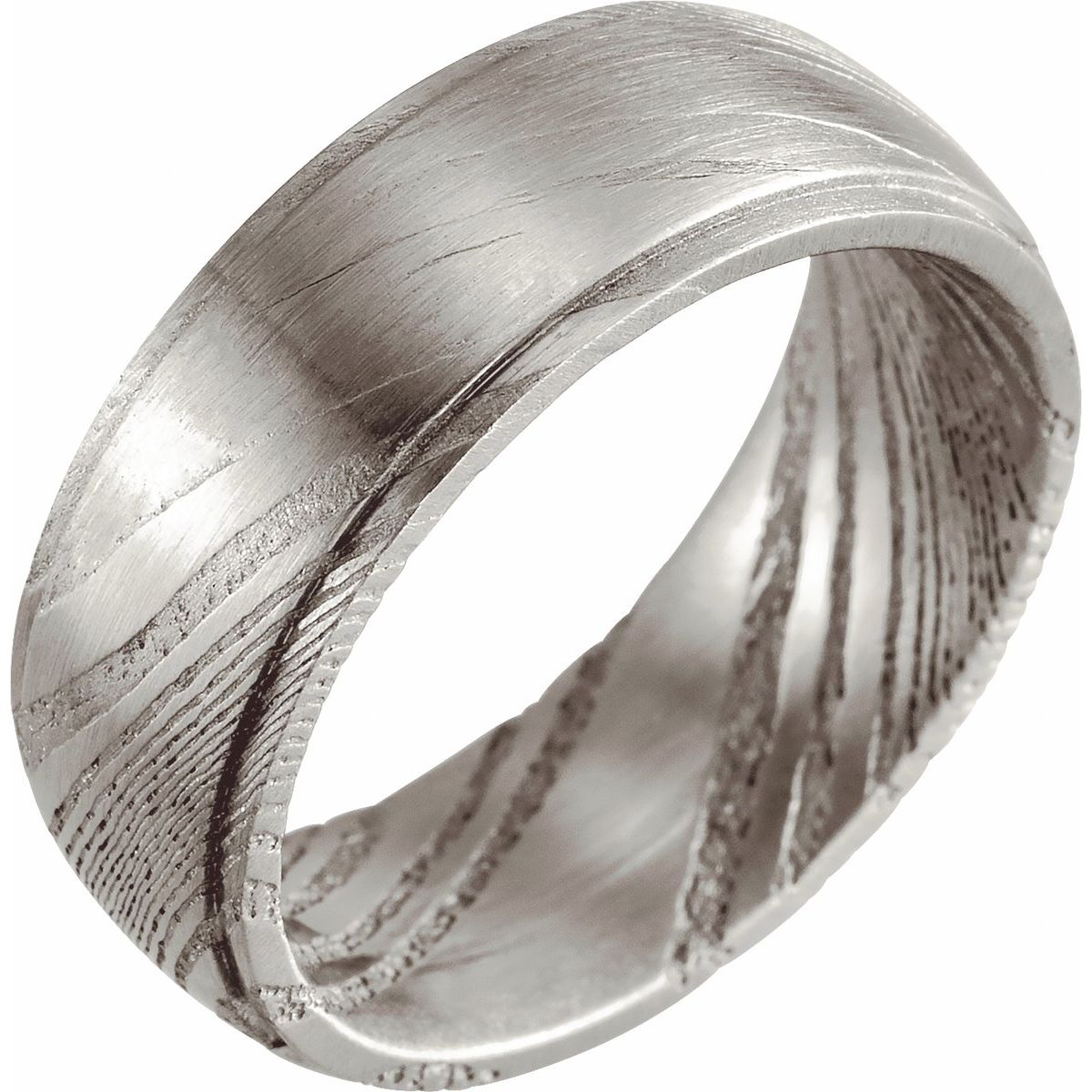 Damascus Steel Patterned Flat Edge Band