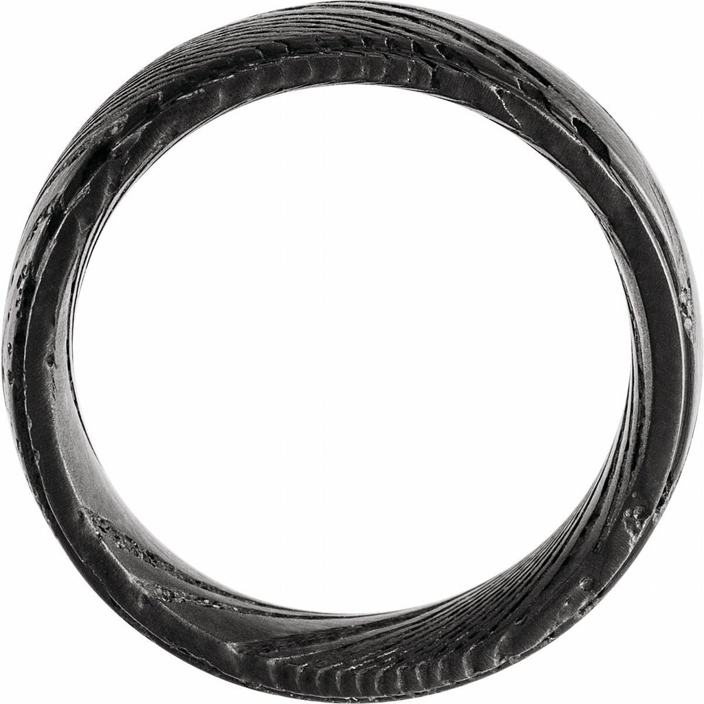 Stepped-Edge Damascus Comfort-Fit Flat Band