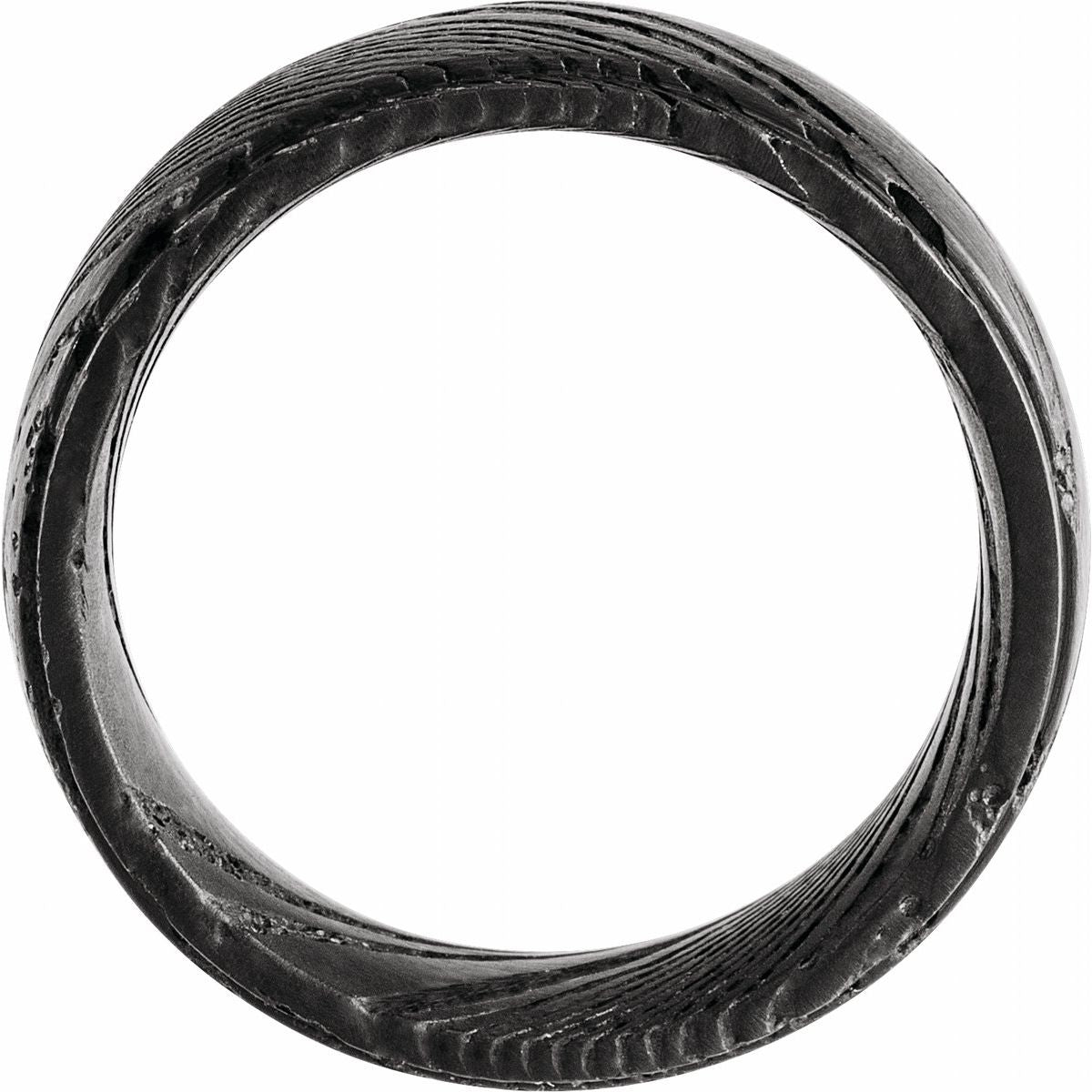 Stepped-Edge Damascus Comfort-Fit Flat Band
