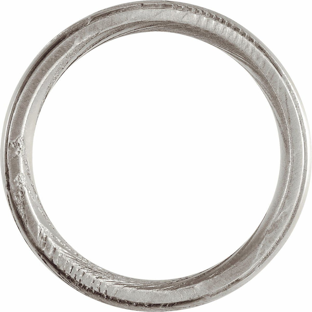 Damascus Steel Patterned Flat Edge Band