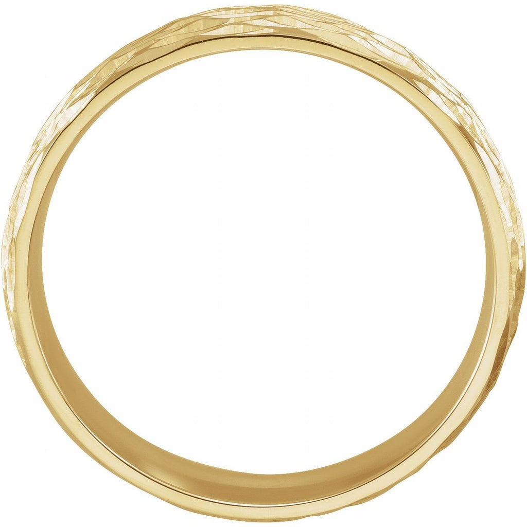 Tree Bark-Inspired Comfort-Fit Flat Band with Bead Blast Finish