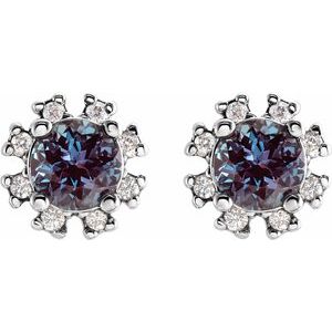 Round 4-Prong Halo-Style Earrings