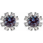 Round 4-Prong Halo-Style Earrings