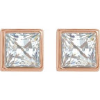 Square Bezel-Set Stud Earrings