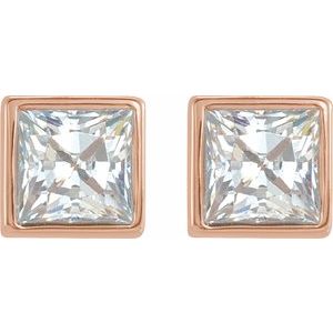 Square Bezel-Set Stud Earrings