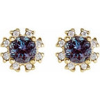 Round 4-Prong Halo-Style Earrings