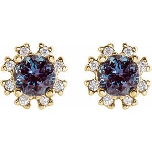 Round 4-Prong Halo-Style Earrings