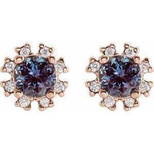 Round 4-Prong Halo-Style Earrings