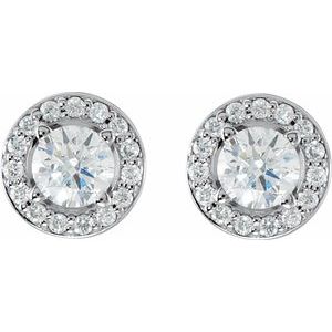 Round 4-Prong Halo-Style Earrings