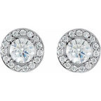 Round 4-Prong Halo-Style Earrings