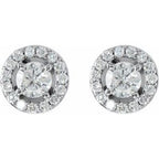Round 4-Prong Halo-Style Earrings