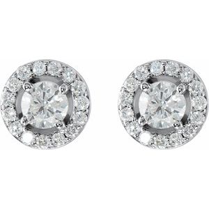 Round 4-Prong Halo-Style Earrings