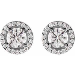 Round 4-Prong Halo-Style Earrings