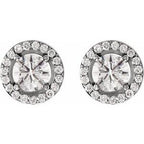 Round 4-Prong Halo-Style Earrings