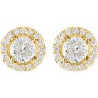 Round 4-Prong Halo-Style Earrings