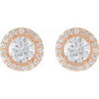 Round 4-Prong Halo-Style Earrings