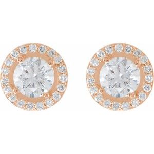 Round 4-Prong Halo-Style Earrings