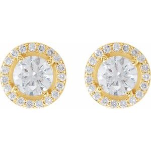 Round 4-Prong Halo-Style Earrings
