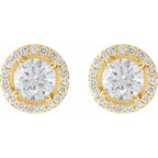 Round 4-Prong Halo-Style Earrings