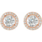 Round 4-Prong Halo-Style Earrings