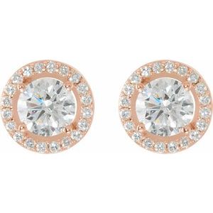 Round 4-Prong Halo-Style Earrings